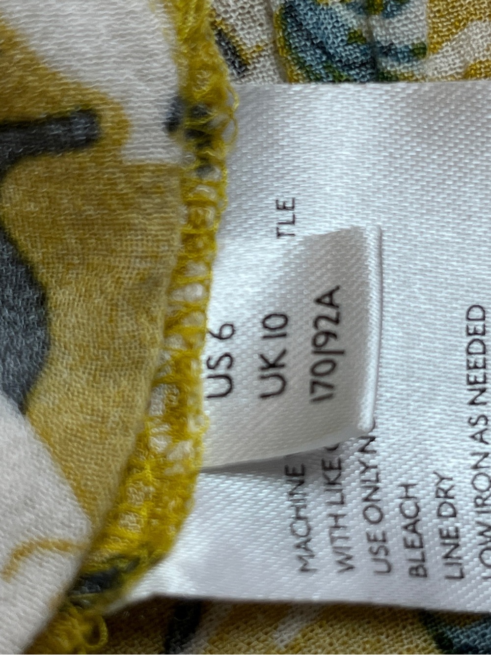 Maeve Anthropologie Shirt Womens 6 Yellow Rabbit Print Peplum Long Sleeve Ruffle - Picture 12 of 13